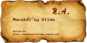 Macskásy Alida névjegykártya